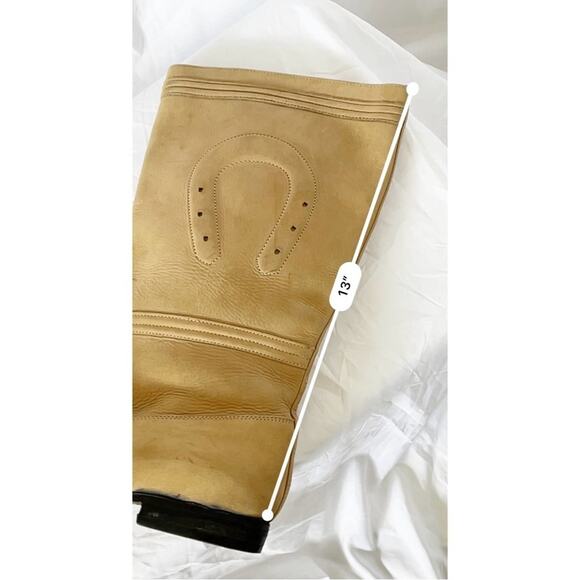 Women’s Western Horseshoe Nubuck Leather Riding Boots Tan Sz 9 Made in Mexico - Picture 8 of 13